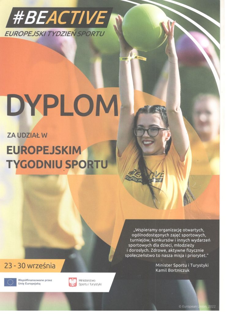 Dyplom za udział w Europejskim Tygodniu Sportu 