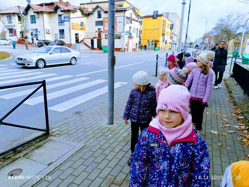 "Bezpieczeństwo na drodze". Krótka lekcja w terenie o bezpiecznym przechodzeniu przez przejścia dla pieszych.