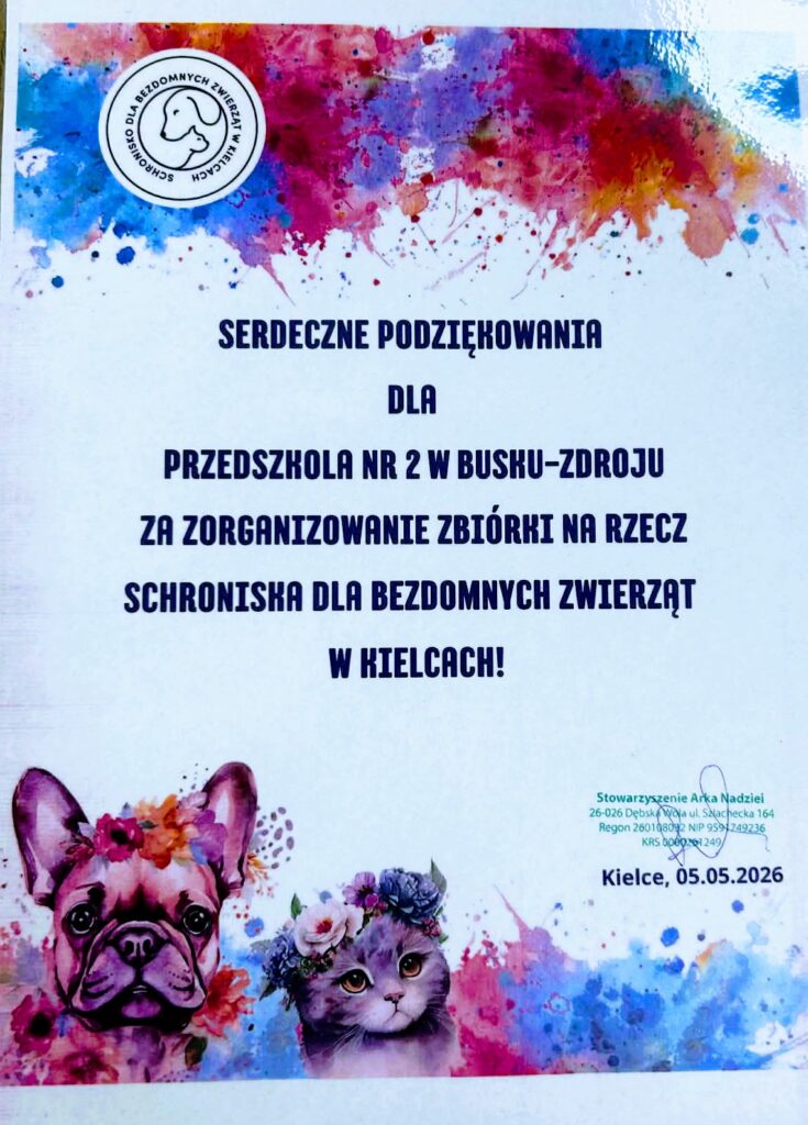 Akcja charytatywna "Przedszkolaki dla Zwierzaków" w Publicznym Przedszkolu Nr 2.