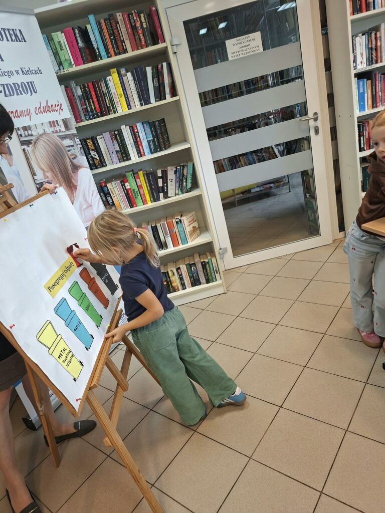 Akcja "SOS dla wody! Niech będzie wolna od śmieci" - wyjście do Pedagogicznej Biblioteki w Busku-Zdroju. Grupa Tygryski.